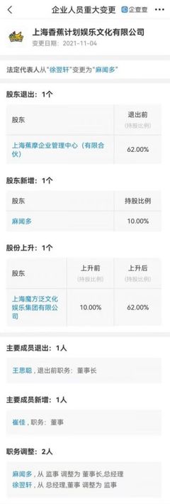 王思聪退出香蕉娱乐董事长,由麻闻多接任